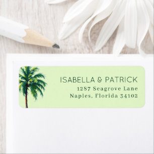 Kalm groene palmbomen in pastel tint etiket