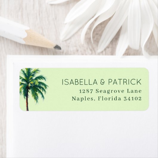 Kalm groene palmbomen in pastel tint etiket (Insitu)