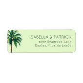 Kalm groene palmbomen in pastel tint etiket (Voorkant)