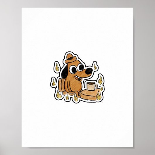 Kalm hond in vlammen poster (Voorkant)