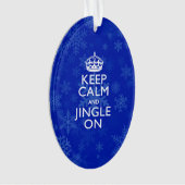 Kalm houden aan blauwe sneeuwvlokken ornament (voorkant)