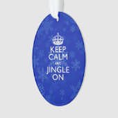 Kalm houden aan blauwe sneeuwvlokken ornament (voorkant)