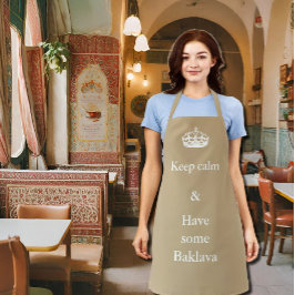 kalm houden - Baklava - in khaki &wit Schort