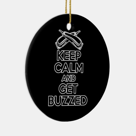 Kalm houden: Barber-Humor Keramisch Ornament (Rechts)