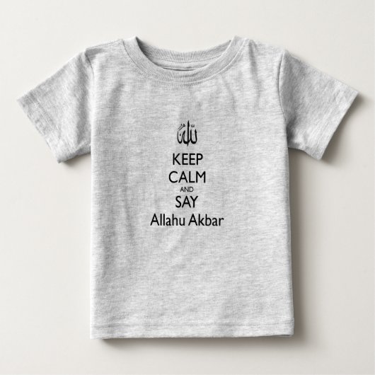 Kalm houden en Allahu Akbar Grey Baby T-Shirt zegg (Voorkant)