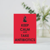 Kalm houden en antibiotica gebruiken briefkaart (Staand voorkant)
