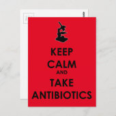 Kalm houden en antibiotica gebruiken briefkaart (Voorkant / Achterkant)