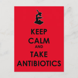 Kalm houden en antibiotica gebruiken briefkaart
