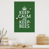 Kalm houden en bijen houden - alle kleuren poster (Keuken)