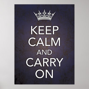Kalm houden en Blauw afdrukken uitvoeren Poster