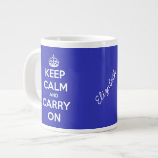 Kalm houden en blauw jumbo-Mok uitvoeren Grote Koffiekop