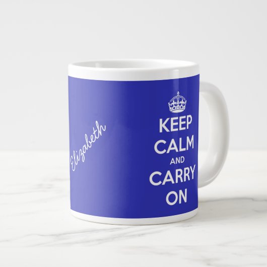 Kalm houden en blauw jumbo-Mok uitvoeren Grote Koffiekop (Voorkant rechts)