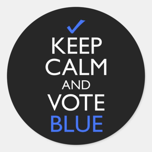 Kalm houden en blauw stemmen ronde sticker (Voorkant)
