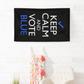 Kalm houden en blauw stemmen spandoek (Insitu)