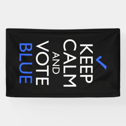 Kalm houden en blauw stemmen spandoek (Horizontaal)