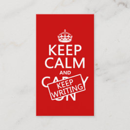Kalm houden en blijven schrijven visitekaartje