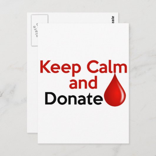 Kalm houden en bloed doneren briefkaart (Voorkant / Achterkant)