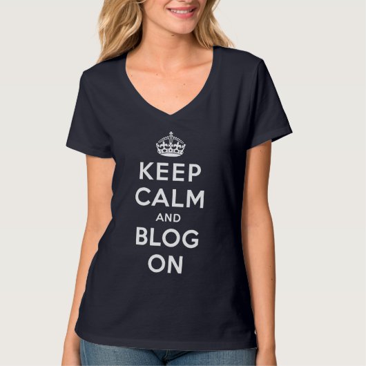Kalm houden en blog aan t-shirt (Voorkant)