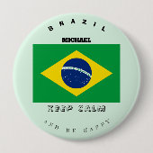 Kalm houden en Braziliaanse vlag Button (Voorkant)
