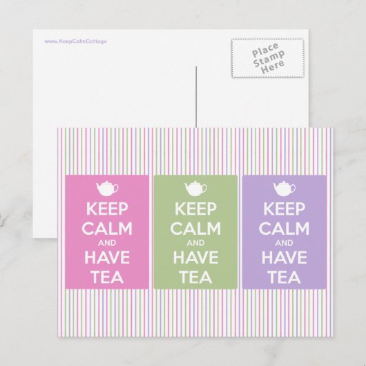 Kalm houden en Briefkaart voor theekoplage hebben (Voorkant / Achterkant)