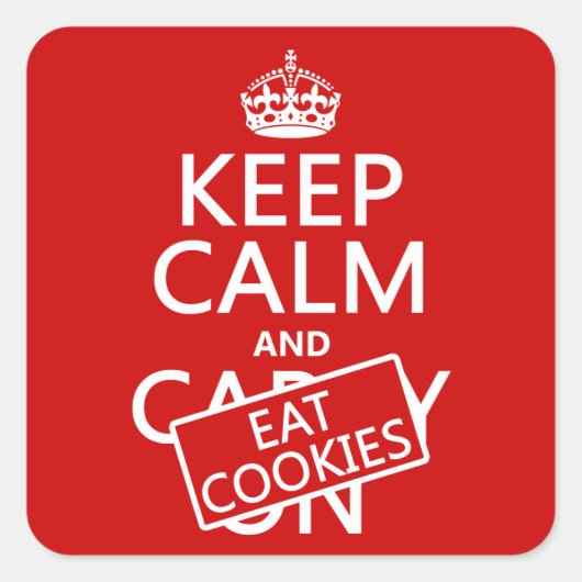 Kalm houden en brood eten vierkante sticker (Voorkant)