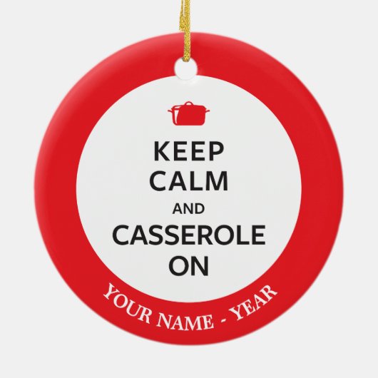 Kalm houden en Casserole aan Keramisch Ornament (Achterkant)