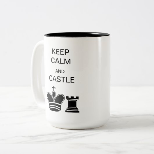 Kalm houden en Castle/Checkmate Two-Tone Mok (Voorkant links)