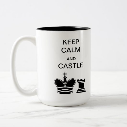 Kalm houden en Castle/Checkmate Two-Tone Mok (Links)