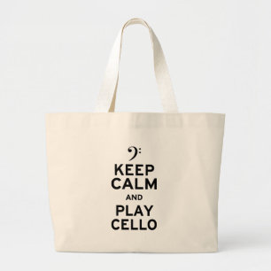 Kalm houden en Cello afspelen Grote Tote Bag