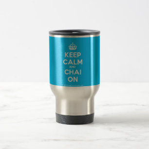 Kalm houden en Chai op reisbureau houden Reisbeker