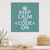 Kalm houden en<Code>aan - alle kleuren Poster (Keuken)