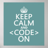 Kalm houden en<Code>aan - alle kleuren Poster (Voorkant)