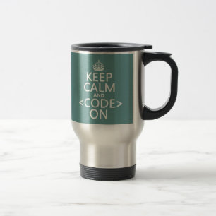 Kalm houden en<Code>aan - alle kleuren Reisbeker
