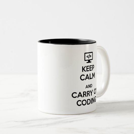 Kalm houden en coderen tweekleurige koffiemok (Voorkant rechts)