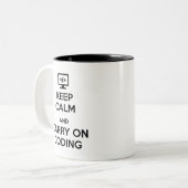 Kalm houden en coderen tweekleurige koffiemok (Voorkant links)