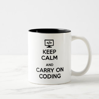Kalm houden en coderen tweekleurige koffiemok
