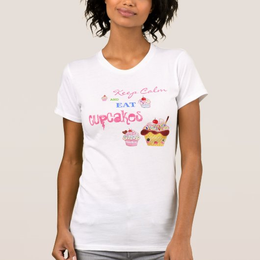 Kalm houden en Cupcakes eten T-shirt (Voorkant)