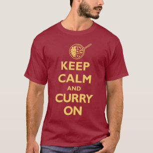 Kalm houden en curry aan (donker) t-shirt
