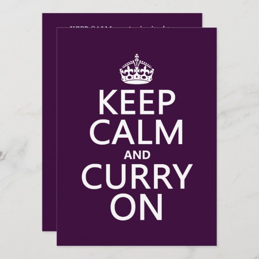 Kalm houden en curry aan kaart (Voorkant / Achterkant)