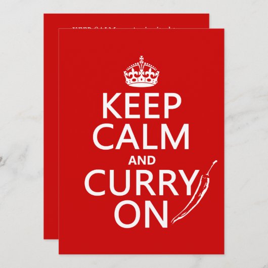 Kalm houden en curry aan kaart (Voorkant / Achterkant)