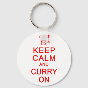 Kalm houden en curry in sleutelketen sleutelhanger