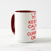 Kalm houden en curry op mok houden - kies stijl en (Voorkant links)