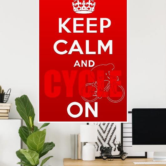 Kalm houden en Cyclus op Britse fietsen Poster (Thuiskantoor)