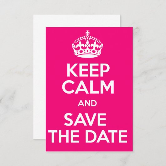 Kalm houden en de datum opslaan save the date (Voorkant / Achterkant)