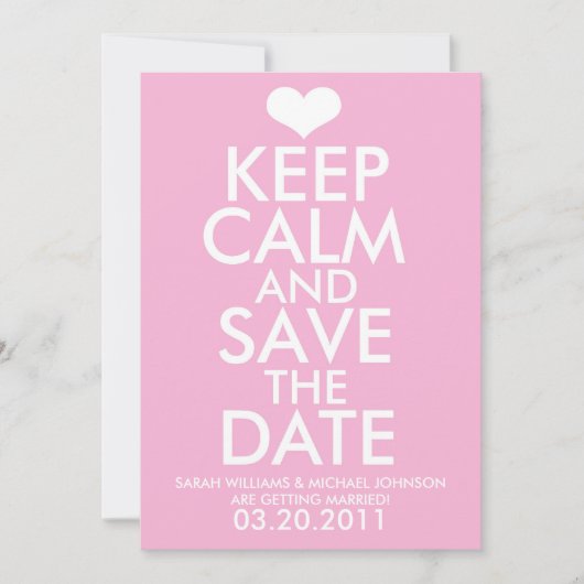 Kalm houden en de datum opslaan save the date (Voorkant)