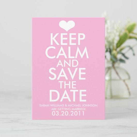 Kalm houden en de datum opslaan save the date (Staand voorkant)