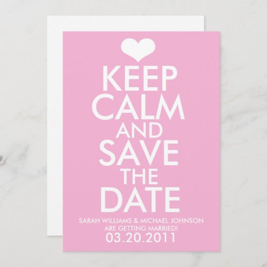 Kalm houden en de datum opslaan save the date (Voorkant / Achterkant)