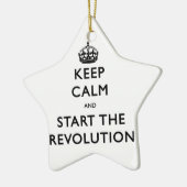 Kalm houden en de revolutie starten keramisch ornament (Links)