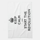 Kalm houden en de revolutie starten theedoek (Verticaal)