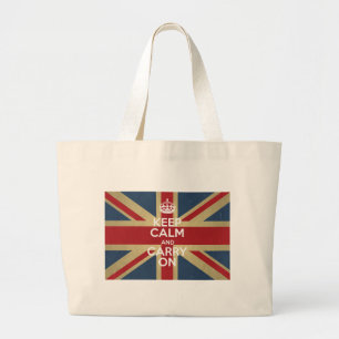 Kalm houden en doorgaan grote tote bag